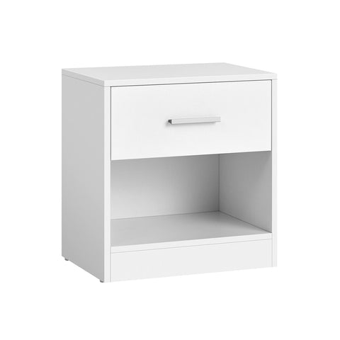 Rootz Chipboard Side Table - Classic White Nightstand - Bedside Table - Sturdy Construction - Ample Storage - Easy Assembly - 28cm x 39cm x 41cm
