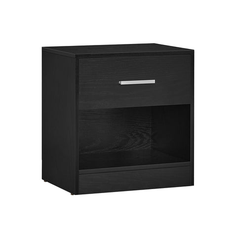 Rootz Chipboard Side Table - Classic Black Nightstand - Bedside Table - Sturdy Construction - Spacious Drawer - Easy Assembly - 28cm x 39cm x 41cm