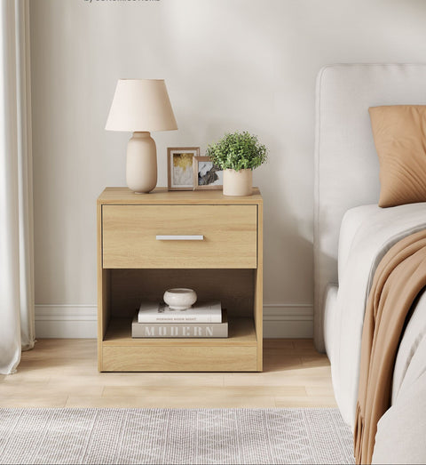 Rootz Side Table - Accent Table - End Table - Space-saving Storage - 28cm x 39cm x 41cm - Brown Chipboard