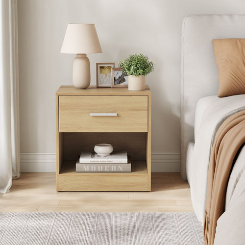 Rootz Chipboard Side Table - End Table - Nightstand - Straw Yellow - Lightweight - Sturdy - Easy Assembly - 28cm x 39cm x 41cm