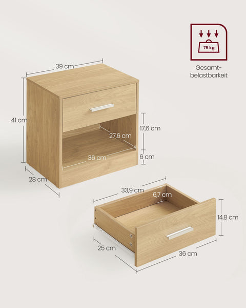 Rootz Side Table - Accent Table - End Table - Space-saving Storage - 28cm x 39cm x 41cm - Brown Chipboard