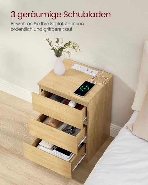 Rootz Chipboard Bedside Table - Nightstand - End Table - Ebony Black - Lightweight - Sturdy - Easy Assembly - 35cm x 40cm x 59cm