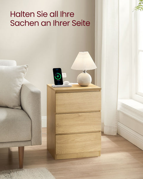 Rootz Chipboard Bedside Table - Nightstand - End Table - Ebony Black - Lightweight - Sturdy - Easy Assembly - 35cm x 40cm x 59cm