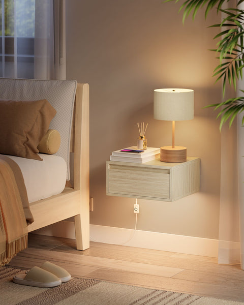 Rootz Natural Beige Floating Drawer - Wall Shelf - Floating Shelf - Wood Chipboard - Medium Density Fibreboard - 35cm x 40cm x 18cm