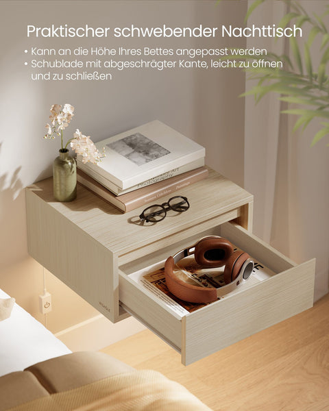 Rootz Natural Beige Floating Drawer - Wall Shelf - Floating Shelf - Wood Chipboard - Medium Density Fibreboard - 35cm x 40cm x 18cm
