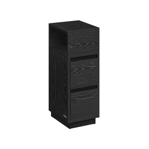 Rootz Narrow Bedside Table - Nightstand - 2 Drawer Storage - Space Saving - 30cm x 25cm x 65cm - Black