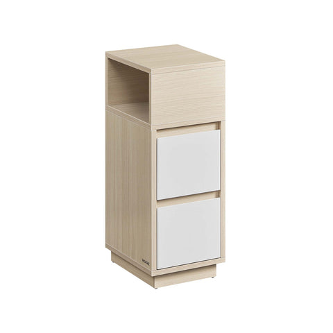 Rootz Bedside Table - Nightstand - Wooden Cabinet - Storage Organizer - 30cm x 25cm x 65cm - Natural Beige & Cloud White