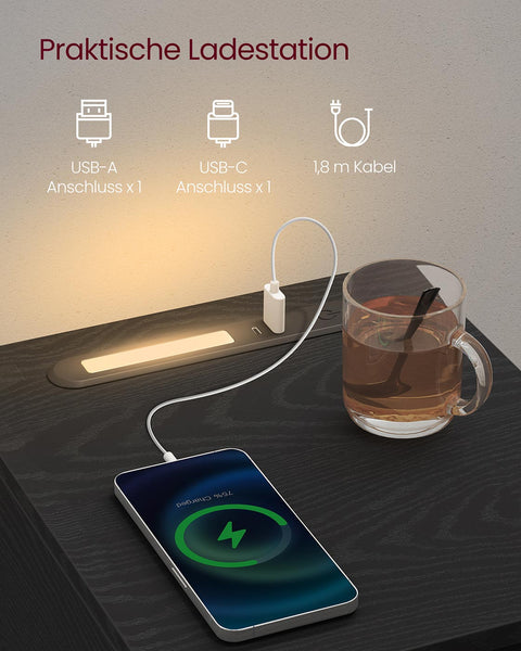 Rootz 2 Piece Set Black Bedside Table - Nightstand - Wooden Bedroom Furniture - Durable MDF - 30cm x 25cm x 59.5cm