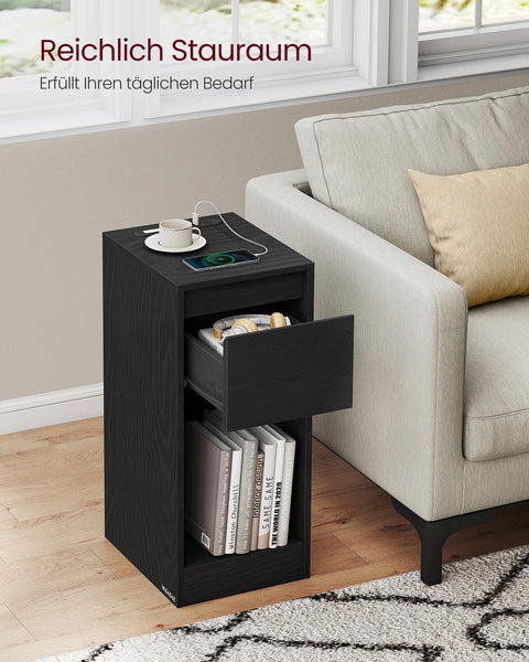 Rootz 2 Piece Set Black Bedside Table - Nightstand - Wooden Bedroom Furniture - Durable MDF - 30cm x 25cm x 59.5cm