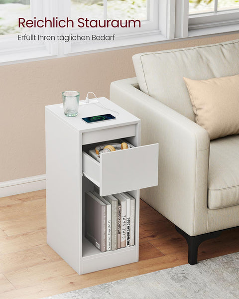 Rootz Bedside Table Set - Nightstand - Storage Table - Durable & Stylish - Wooden Chipboard, MDF - White - 30cm x 25cm x 59.5cm