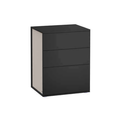 Rootz Bedside Table - Nightstand - 3 Drawer Chest - Space Saving Design - 35cm x 45cm x 58.7cm -  Black-Brown
