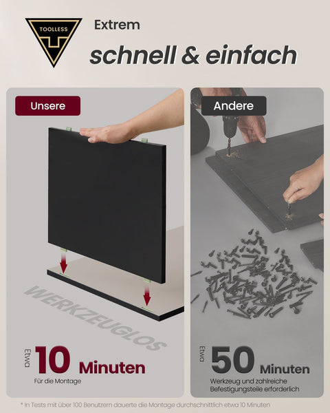 Rootz Bedside Table - Nightstand - 3 Drawer Chest - Space Saving Design - 35cm x 45cm x 58.7cm -  Black-Brown