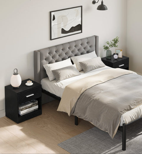 Rootz 2 Piece Set Bedside Table - Nightstand - Bedside Cabinet - Space Saver - 28cm x 39cm x 41cm