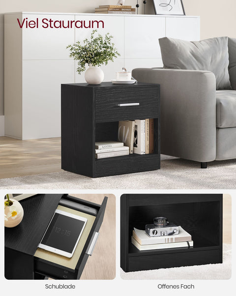 Rootz 2 Piece Set Bedside Table - Nightstand - Bedside Cabinet - Space Saver - 28cm x 39cm x 41cm