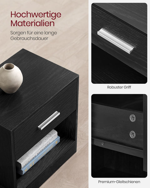 Rootz 2 Piece Set Bedside Table - Nightstand - Bedside Cabinet - Space Saver - 28cm x 39cm x 41cm