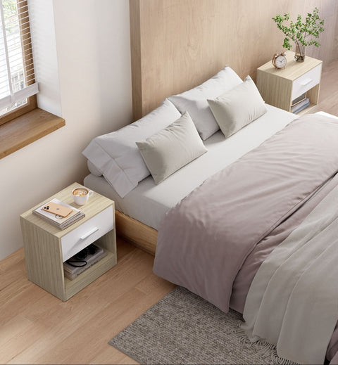 Rootz Bedside Table Set of 2 - Nightstand - Bedroom Tables - Durable Chipboard - 28cm x 39cm x 41cm