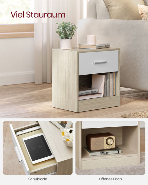 Rootz Bedside Table Set of 2 - Nightstand - Bedroom Tables - Durable Chipboard - 28cm x 39cm x 41cm