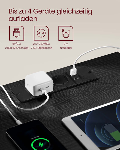 Rootz 2 Piece Set Bedside Table - Nightstand - Bedside Cabinet - Durable MDF - 35cm x 40cm x 49cm - Ebony Black