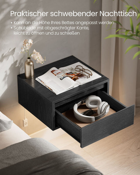 Rootz 2 Piece Wall Shelf Set - Hanging Shelves - Floating Storage - Ebony Black Finish - 35cm x 40cm x 18cm