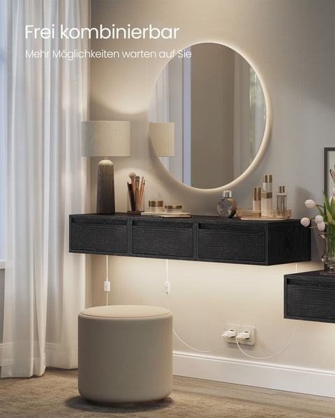 Rootz 2 Piece Wall Shelf Set - Hanging Shelves - Floating Storage - Ebony Black Finish - 35cm x 40cm x 18cm