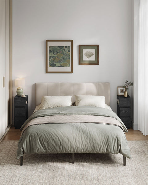 Rootz Ebony Black Bedside Table Set - Nightstand - Drawer Chest - Chipboard, MDF - Max Load 45.4kg - 30cm x 25cm x 65cm