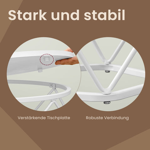 Rootz Coffee Table 2 Set - Nesting Tables - Removable Table Top - Space-Saving Design - 50cm x 40cm & 40cm x 36cm - Snow White Cloud White