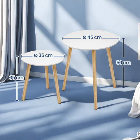 Rootz Side Table Set - Round Sofa Table - Minimalist Scandinavian Style - Modern & Elegant - Unites Beauty & Functionality - Set of 2 Tables