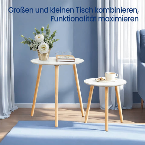 Rootz Side Table Set - Round Sofa Table - Minimalist Scandinavian Style - Modern & Elegant - Unites Beauty & Functionality - Set of 2 Tables