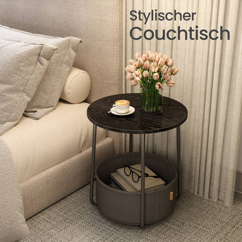 Rootz Round Side Table - Coffee Table - Small Table - Space-Saving Design - 45cm D x 50cm H