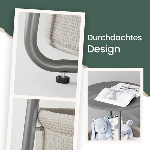 Rootz Small Round Coffee Table - Side Table - Wooden Chipboard - Portable Design - 45cm x 50cm