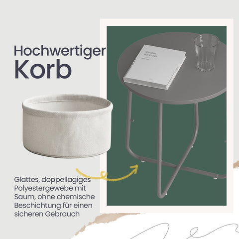 Rootz Small Round Coffee Table - Side Table - Wooden Chipboard - Portable Design - 45cm x 50cm