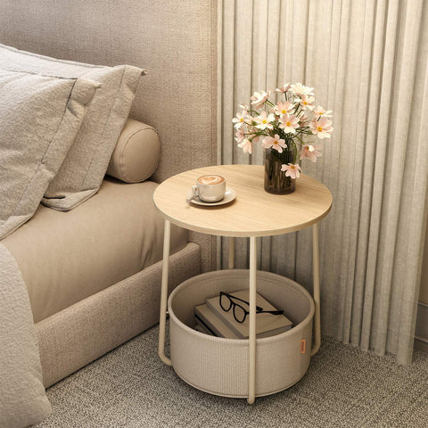 Rootz Round Side Table - Small Coffee Table - Compact Table - Stylish Design - 45cm x 50cm