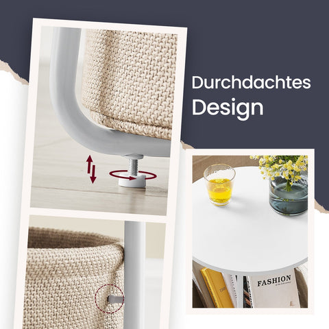 Rootz Round Side Table - Small Coffee Table - Compact Table - Easy Storage - 45cm D x 50cm H