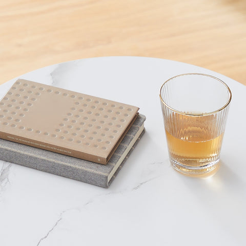 Rootz Side Table - Accent Table - End Table - Features Black Frame, White Marble Look, Steel & Glass - 45cm x 55cm