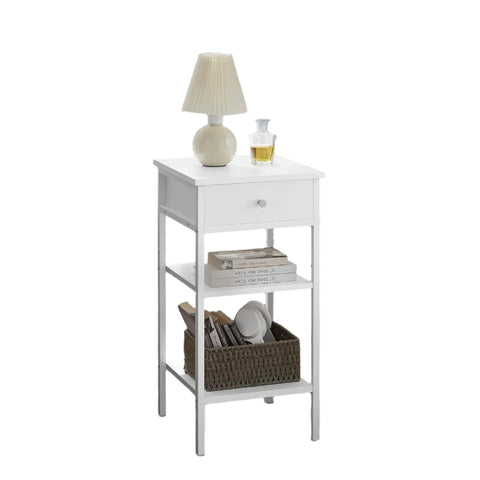 Rootz Bedside Table - Side Table - Drawer with Open Compartments - Space-saving Design - 35.1cm x 35.1cm x 70.1cm