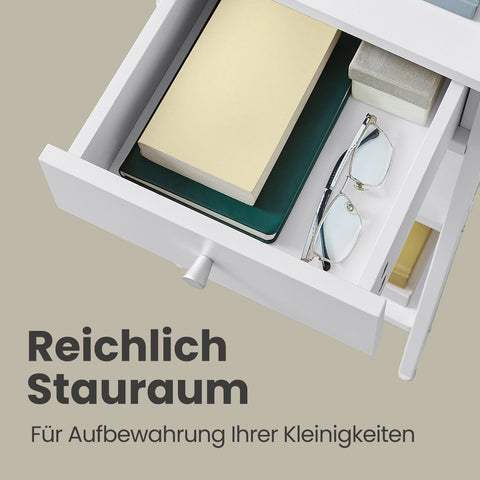 Rootz Bedside Table - Side Table - Drawer with Open Compartments - Space-saving Design - 35.1cm x 35.1cm x 70.1cm