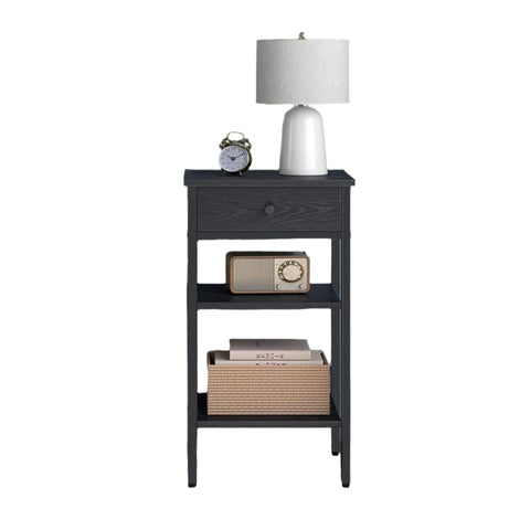 Rootz Bedside Table - Side Table - Drawer & Compartments - Space-Saving Design - 35.1cm x 35.1cm x 70.1cm