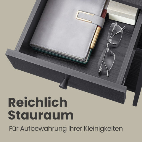 Rootz Bedside Table - Side Table - Drawer & Compartments - Space-Saving Design - 35.1cm x 35.1cm x 70.1cm