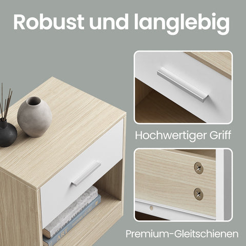 Rootz Bedside Table - Side Table - Nightstand - With Drawer - Stylish Storage Solution - 28 x 39 x 41 cm