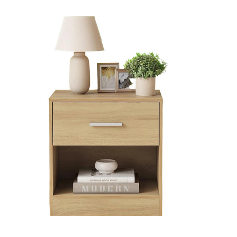 Rootz Bedside Table with Drawer - Side Table - Nightstand - Space-Saving Storage - 28.1 x 39.1 x 41.1cm