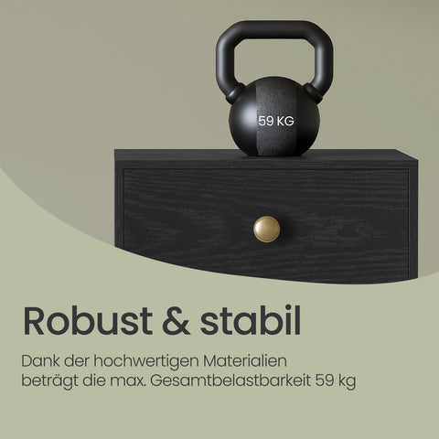 Rootz Bedside Table - Side Table - Nightstand - With Drawer & Open Shelf - Wooden Legs - 28 x 39 x 55 cm