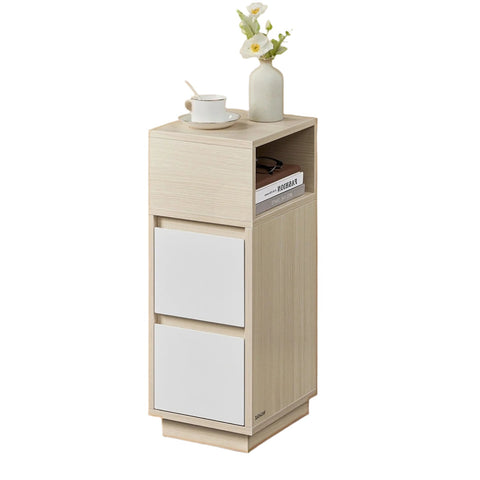 Rootz Bedside Table - Narrow Side Table - 2 Drawer Nightstand - Space-Saving Design - 30.1cm x 25.1cm x 65.1cm