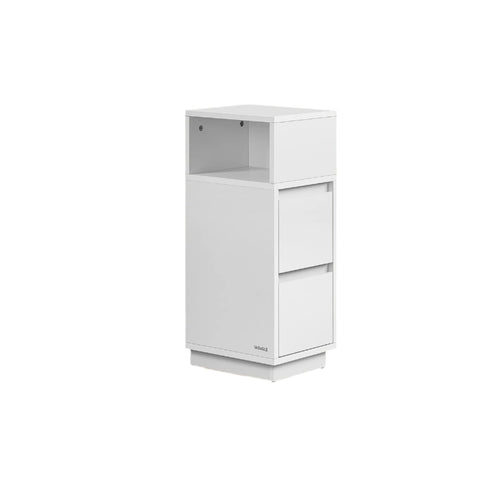 Rootz Bedside Table Narrow - Side Table - Nightstand - Dual Storage - White - 30cm x 25cm x 65cm