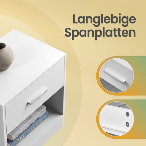 Rootz 2 Set Bedside Table - Side Table - Nightstand - Space-Saving Design - 28.1cm x 39.1cm x 41.1cm