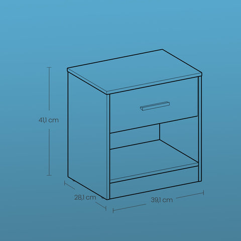 Rootz 2 Piece Set Bedside Table - Side Table - Nightstand - Space-Saving Design - 28.1cm x 39.1cm x 41.1cm