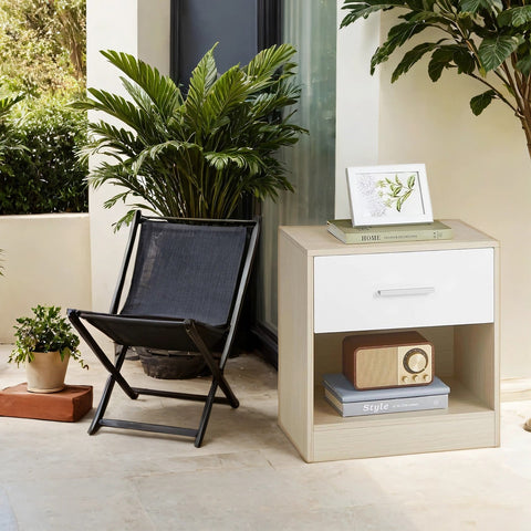 Rootz 2 Piece Set Bedside Table - Side Table - Nightstand - Durable Wooden Chipboard - 28.1cm x 39.1cm x 41.1cm