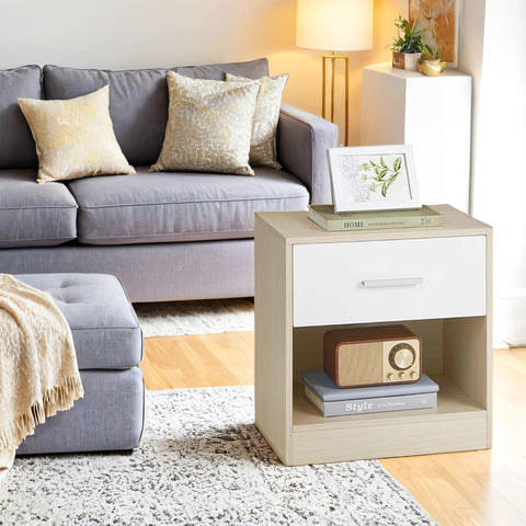 Rootz 2 Piece Set Bedside Table - Side Table - Nightstand - Durable Wooden Chipboard - 28.1cm x 39.1cm x 41.1cm