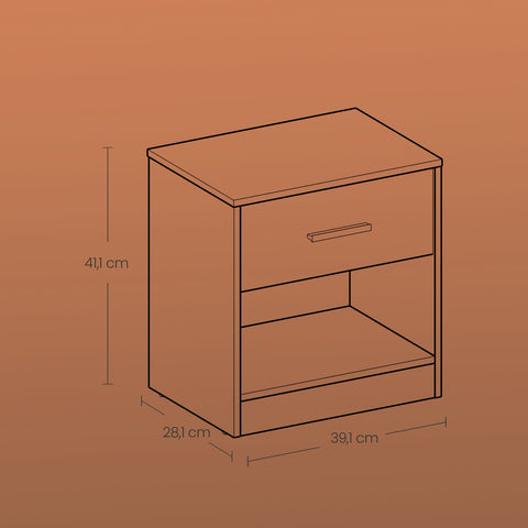 Rootz 2 Piece Set Bedside Table - Side Table - Nightstand - Durable Wooden Chipboard - 28.1cm x 39.1cm x 41.1cm