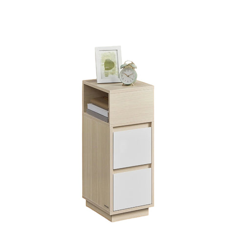 Rootz 2 Piece Set Bedside Tables - Narrow Side Tables - Nightstands with Drawers - Space-Saving Design - 30cm x 25cm x 65cm