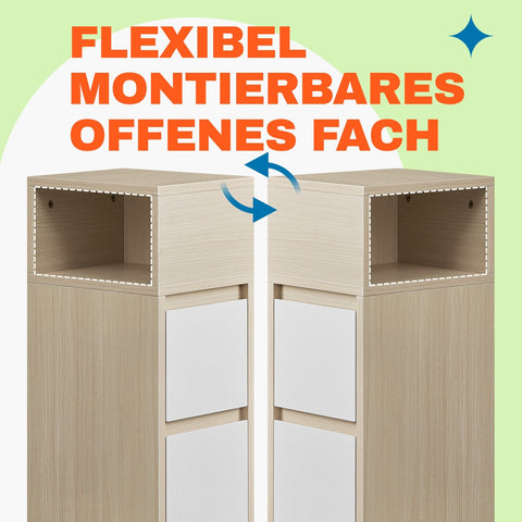 Rootz 2 Piece Set Bedside Tables - Narrow Side Tables - Nightstands with Drawers - Space-Saving Design - 30cm x 25cm x 65cm